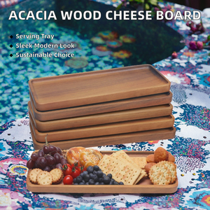 Bandeja de Servir Rectangular de Madera Pulida, Plato para Charcutería Marrón, Bandeja para Exhibición de Alimentos para Fiestas y Cocina - Product Image 2
