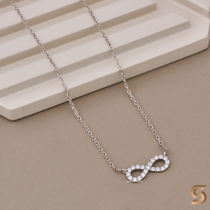Collier infini en diamant de culture |   Pendentif infini en or blanc massif 18 carats |   Collier minimaliste en diamant de laboratoire |   Satani Brothers - Product Image 3