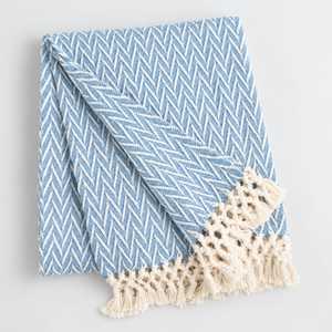 Manta de punto 100% algodón marrón y blanco con diseño de espiga, minimalista, con flecos hechos a mano, decoración moderna para sofá, cama o siesta. - Product Image 5