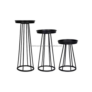 Ensemble de 3 bougeoirs faits à la main en fer forgé noir support décoratif en métal pour la maison jardin cadeaux de noël - Product Image 1