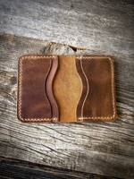 Dompet Kulit Tipis Pria Minimalis Full Grain Vintage Tempat Kartu Kredit Saku Depan Berkualitas Tinggi Warna Polos Custom