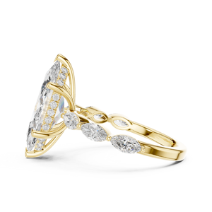 Anillos de Lujo SATVIK RATNA para Mujer, Oro Amarillo, 4 Ct, Corte Marquesa, Diamante Cultivado en Laboratorio, Certificado IGI, Oro 14K/18K, Joyería de Boda - Product Image 2