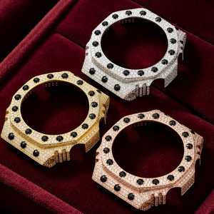 Lunette de montre dorée sertie de pierres noires et de diamants pour GA2100, accessoire de bijoux Hip Hop pour hommes et femmes - Product Image 5