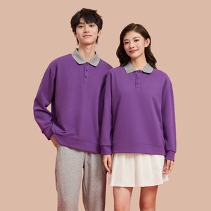 Haute qualité 310gsm coton Polyester Spandex unisexe blanc contraste col Polo sweat étudiant personnel uniforme pour hommes femmes - Product Image 1