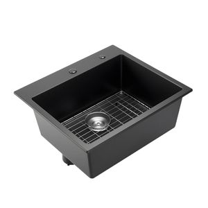 Lavello da cucina in granito da 25 pollici con montaggio superiore, vasca singola, stile rustico, con accessori multipli e superficie nano per laboratorio e casa - Product Image 3