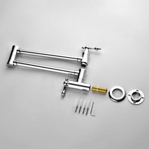 Rubinetto da cucina pieghevole a doppio comando lucidato di alta qualità, in ABS e ottone, a parete, per uso commerciale - Product Image 5