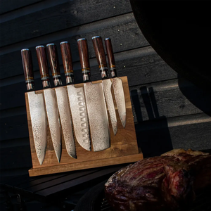 Damascus Steel <b>Knife</b> <b>Set</b> 7-Piece Wood Handle Polished Blade <b>Sharp</b> Chef <b>Knives</b> Ambidextrous Professional chef <b>knife</b> <b>set</b> - Product Image 5