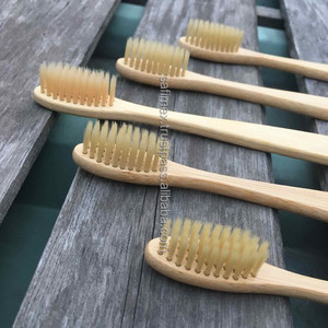 Brosse à dents réutilisable pour adultes, biodégradable, poils souples beiges, pour les fournitures de toilette d'hôtel, emballage personnalisé - Product Image 4