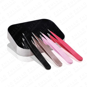 Wholesale Professional Stainless Steel Eyebrow Tweezers Set Custom Logo Slanted Tip Colored Beauty <b>Makeup</b> <b>Tools</b> Kit - Product Image 2