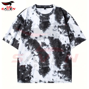 100% Cotton <b>Men's</b> T-Shirts <b>Tie</b>-Dye Gradient Short Sleeve T-Shirt <b>Black</b> & White Casual Crew Neck , Loose Fit Oversized Tees - Product Image 3