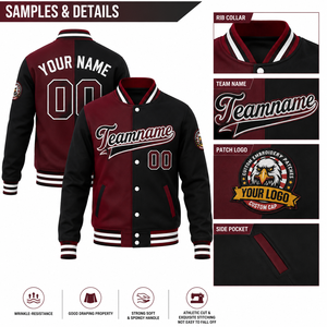 Chaqueta Varsity Reversible para Hombre SINEWY SPORTS, Color Granate y Negro, con Estampado de Letras, Nombre y Número Personalizados, Estilo Deportivo, Cuello Camisero - Product Image 6