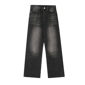 Pantalon en jean vintage délavé pour homme, style crayon, effet moustaches, tendance - Product Image 2