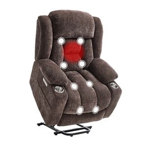 Poltrona Reclinabile Elettrica in Pelle per Anziani con Funzione Massaggio e Riscaldamento, Comoda Seduta per Soggiorno - Product Image 1