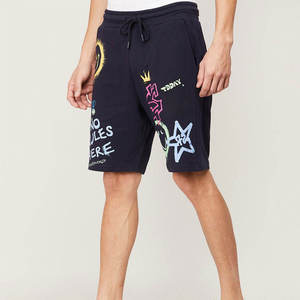 Shorts décontractés noirs pour hommes, taille élastique, streetwear, été, 100% coton, écologiques - Product Image 1