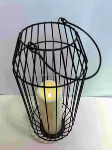 Soporte de farol de vela con cable de Metal de diseño moderno para interiores y exteriores, vajilla decorativa de pared para Hotel, temporada festiva, decoración del hogar - Product Image 2