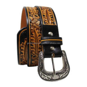 Full Grain Genuine Western leather tooling <b>belt</b> hand carved embossed designer tooled leather <b>belt</b> with <b>cowboy</b> buckle - Product Image 6