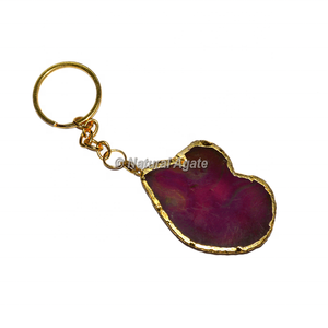 Vente en gros de pierre de cristal naturel Fl ower of Life gravé Agate tranche porte-clés pierre précieuse porte-clés accessoires - Product Image 4