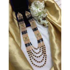 Collier ras-de-cou tendance en alliage de zinc avec perles, couleur noire, style indien/pakistanaise, bijoux de mariage - Product Image 2