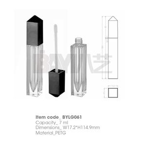 Vente en gros de gloss à lèvres personnalisé avec logo, marque privée, conteneur carré de ~7 ml, liquide transparent, capuchon en plastique pour cosmétiques - Product Image 1