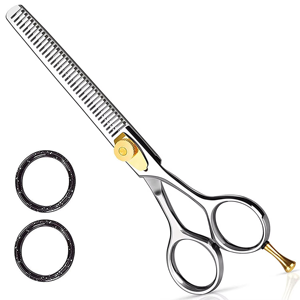 Ciseaux de coiffure professionnels en acier inoxydable avec support de doigt réglable - Product Image 1