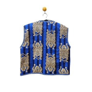 Indian 100% Organic Cotton Handmade Reversible Leopard Printed Unisex Quilted <b>Jacket</b> Summer Party Wear <b>Sleeveless</b> Hippies Style - Product Image 6