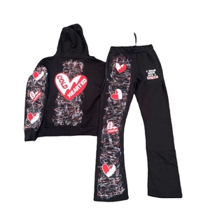 Nouveau modèle Survêtement Ensemble de jogging 2 pièces pour hommes Pantalon de survêtement évasé pour hommes avec sweat à capuche Survêtements coupe-vent - Product Image 6
