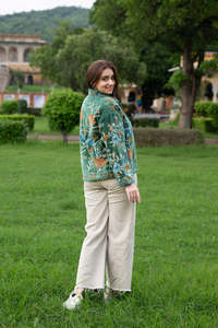 Women's Traditional <b>Green</b> <b>Velvet</b> Suzani Embroidered Jacket Full Sleeves Handmade Ethnic Boho Fashion Statement Outerwear - Product Image 6