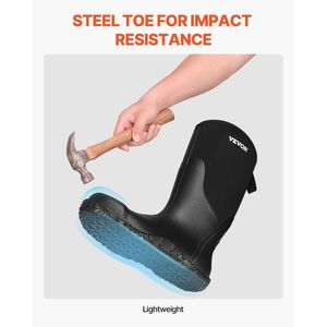 Stivali da lavoro in gomma da uomo taglia 12 US scarpe protettive di sicurezza con punta in acciaio per ambiente di lavoro a pioggia - Product Image 3