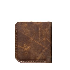 Vintage Distressed <b>Brown</b> Genuine Leather Bi Fold Card Holder <b>Wallet</b> With Contrast Stitching Slim Multi Pocket Men Cash Organizer - Product Image 6