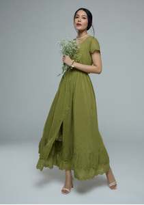 เดรสยาวสไตล์วินเทจสำหรับผู้หญิง  แขนยาว/สั้น  คอวี  ปักลาย  ผ้าฝ้าย  ไซส์ใหญ่  สำหรับฤดูร้อน - Product Image 3