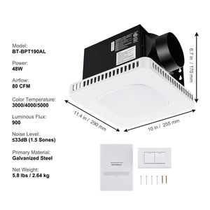 Ventilatore da Bagno ad Alta Efficienza 80 CFM con Motore in Rame a Bassa Rumorosità (1.5 Sone), Risparmio Energetico, Personalizzabile OEM - Product Image 4