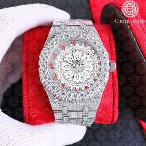 Montre Tonneau pour Homme en Acier Inoxydable ICED OUT 42mm, Lunette Diamantée, Verre Saphir, Quartz Analogique, Luxe Tendance, Fermoir Pliant - Product Image 2