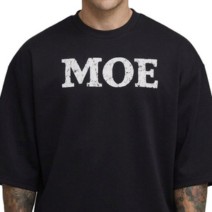 Drop Shoulder DTG Tshirts Screen Printing Available Distressed Text Print Oversized T Shirt Heavyweight Men's shirts Boxy Fit - Product Image 5