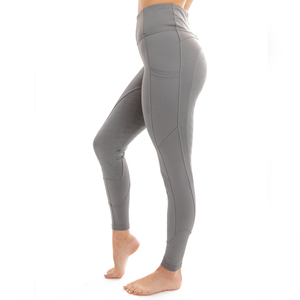 Leggings de equitación de talle alto para mujer con bolsillos para teléfono, ajuste moderno, asiento completo con agarre, color gris - Product Image 4