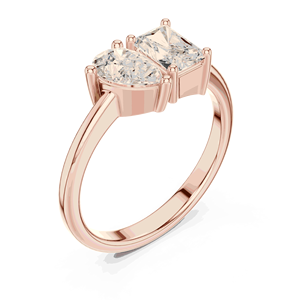 Anillo de compromiso unisex Toi Et Moi con diamante radiante talla pera cultivado en laboratorio, oro macizo de 18K, engaste de cuatro puntas compartido de este a oeste - Product Image 6