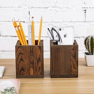 Portalápices de Madera para Estudiantes, Profesores y Artistas, Organizador de Escritorio de Madera Moderno, Organizador de Herramientas de Escritura Artesanal de Madera con P - Product Image 1