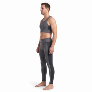 Ensemble de vêtements de sport compressifs pour hommes en polyester recyclé, soutien-gorge long et collants, tenue de sport pour la gym, personnalisable OEM - Product Image 3