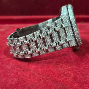 นาฬิกาอัตโนมัติสุดหรู ดีไซน์คลาสสิก แฟชั่นฮิปฮอป ประดับเพชร VVS และมอยส์ซาไนต์ สายสแตนเลส กระจกแซฟไฟร์ - Product Image 1