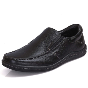 Mocassins en cuir véritable noir à bout rond, chaussures habillées de bureau pour hommes, semelle intermédiaire EVA amortie, semelle extérieure en caoutchouc, couleur unie - Product Image 4