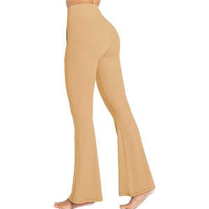 Leggings de yoga personnalisés pour femmes, qualité supérieure, coupe évasée, longueur intégrale, écologiques, couleur unie, taille élastique avec effet ventre plat, en Spandex/Polyester - Product Image 3