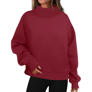 Women <b>Mock</b> <b>Neck</b> Sweatshirt Breathable Soft Fabric <b>Top</b> - Product Image 1