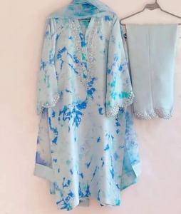 NICE Venta caliente indio pakistaní última edición de boda corbata de espejo de seda y tinte trabajo hecho a mano Salwar Kameez para fiestas - Product Image 3