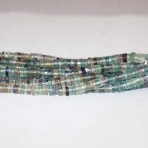 Cuentas de corte de rueda de 16 pulgadas facetadas de fluorita natural, cuentas Heishi de 6 mm de altura, hebras de piedras preciosas sueltas en forma de neumático - Product Image 2