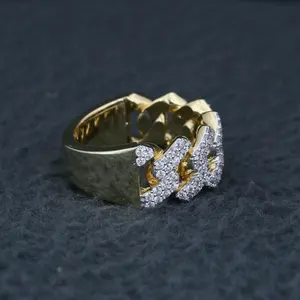 Joyería de Fiesta para Mujer, Estilo Hip Hop, con Moissanita de 1.5ct, Engaste de Garras, Sin Níquel, Plata de Ley 925, Bañada en Oro Amarillo, Diseño Iced, Royal - Product Image 3