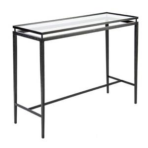 <b>Compact</b> Metal Console Table With Glass Top Stylish Accent Furniture For Modern Hallway Decoration - Product Image 1