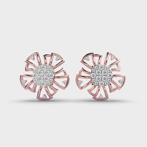 IGI Certified Lab Grown Round Diamond Cluster Stud <b>Earrings</b> 9K Yellow / White / Rose Gold Floral Sunburst Diamond <b>Earrings</b> - Product Image 5