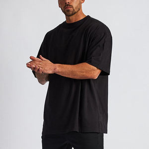 Camiseta Negra Extra Grande para Hombre, Manga Corta, Cuello Redondo, Color Sólido, Informal, Tejida, 100% Algodón Jersey - Product Image 4