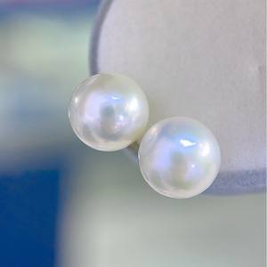 Boucles d'oreilles en perles d'eau douce blanches de 11-12 mm, luxe, argent pur S925, forte luminosité, légères imperfections, pour femmes - Product Image 2