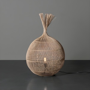 Designer floor lamp lighting accents for interior decor natural rattan <b>standing</b> light lamps - Product Image 3