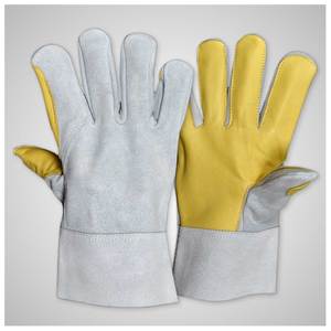 Gants de protection de travail de 14 pouces pour soudage TIG/MIG, en cuir de chèvre et croûte de vache, résistants à la chaleur et à l'abrasion, équipement de protection individuelle (EPI) industriel - Product Image 1